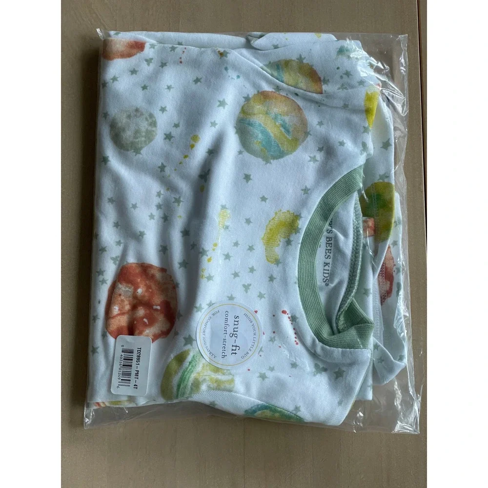 NWT Burt's Bees Kids Solar System Organic Cotton Pajama Set Planets 4T